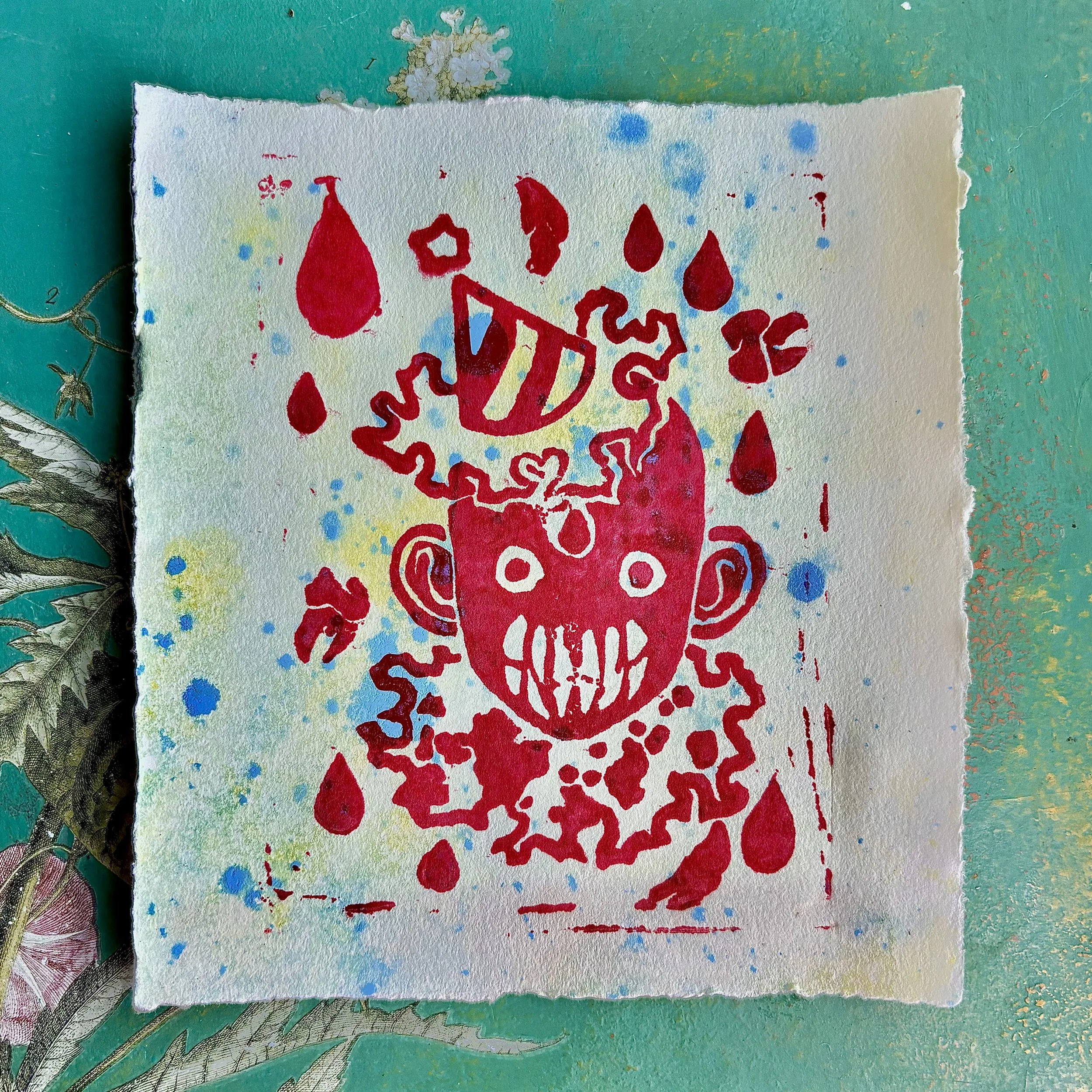 "CLOWN FACADE 2", hand-stained 2025 print run