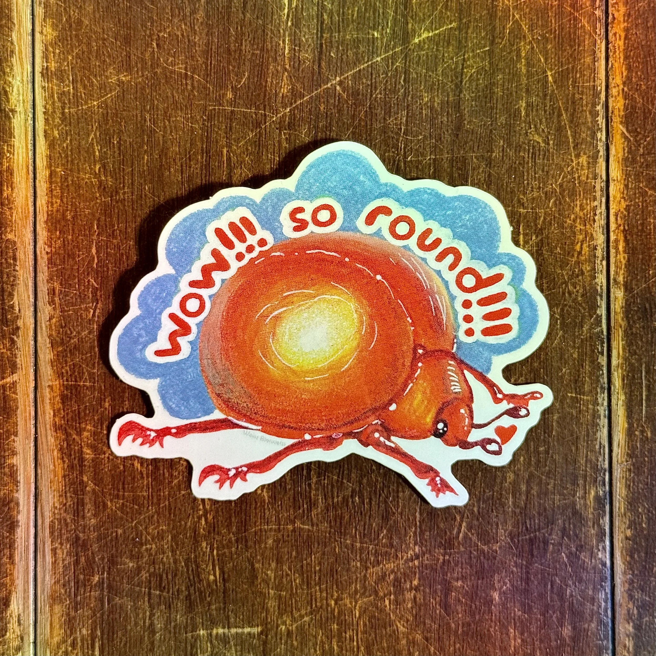 "wow!!! so round!!!" sticker