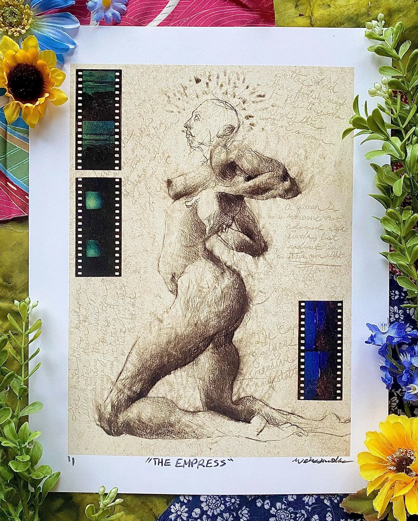 "THE EMPRESS", mixed media charcoal, 2023 print run