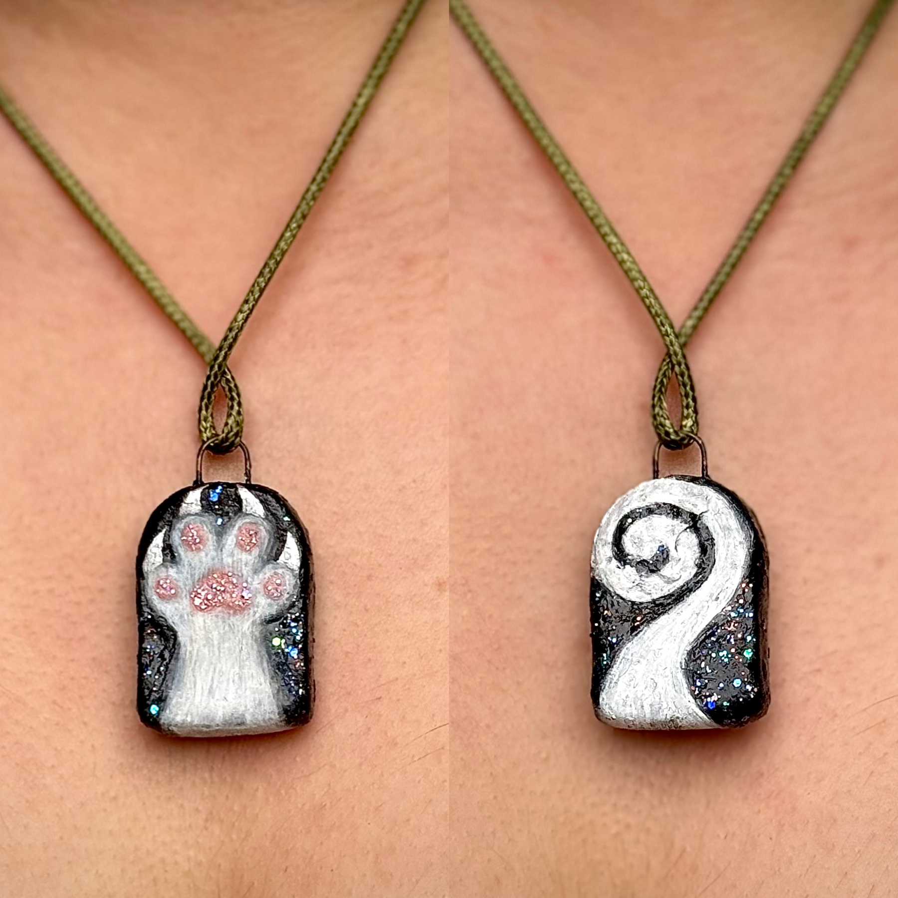 "GHOST CAT" Ceramic Pendant