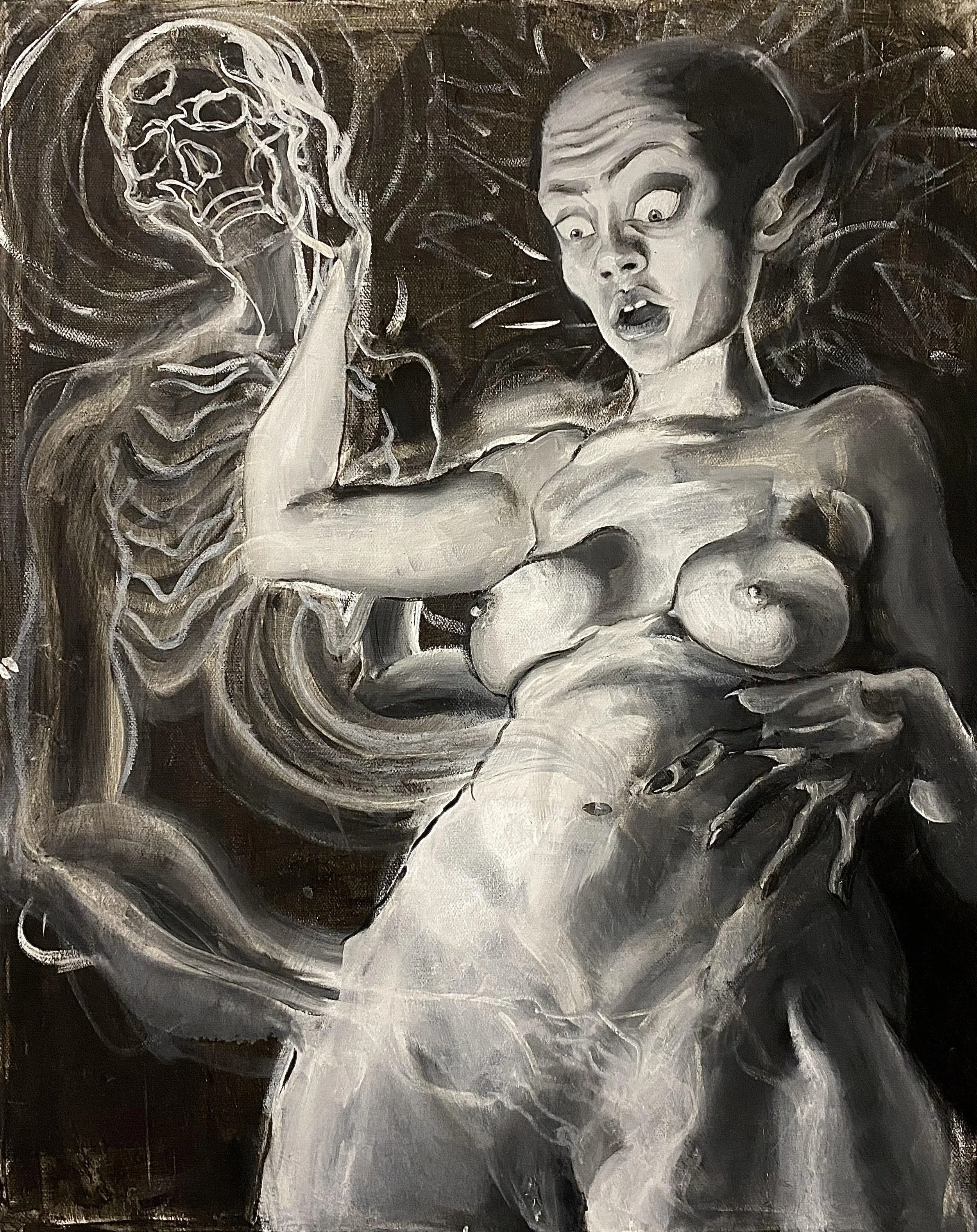 "Am I a vessel to you?", 2023, oil