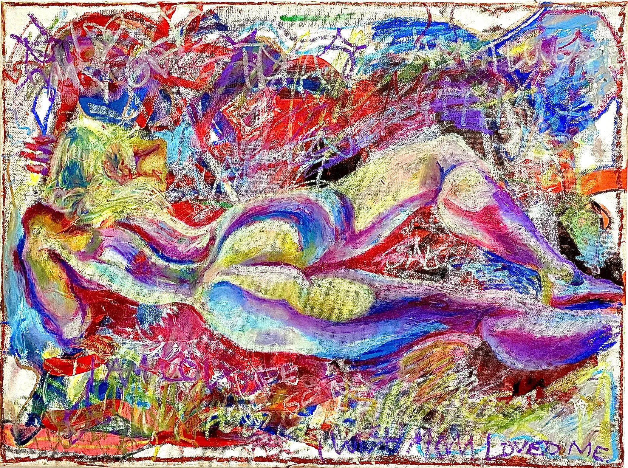 "ALL THE WORDS YOU CANNOT HEAR", 2024, oil pastel on repurposed canvas