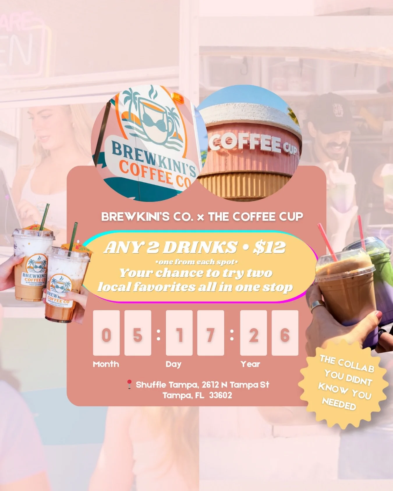 The Big Coffee Cup￼ and BrewKini&rsquo;s Co. are so excited to come together this Sunday to connect over coffee and community ☕🌴✨ Will we see you there?

#tampacoffee #coffeetrailer #coffee #tampa #smallbusiness