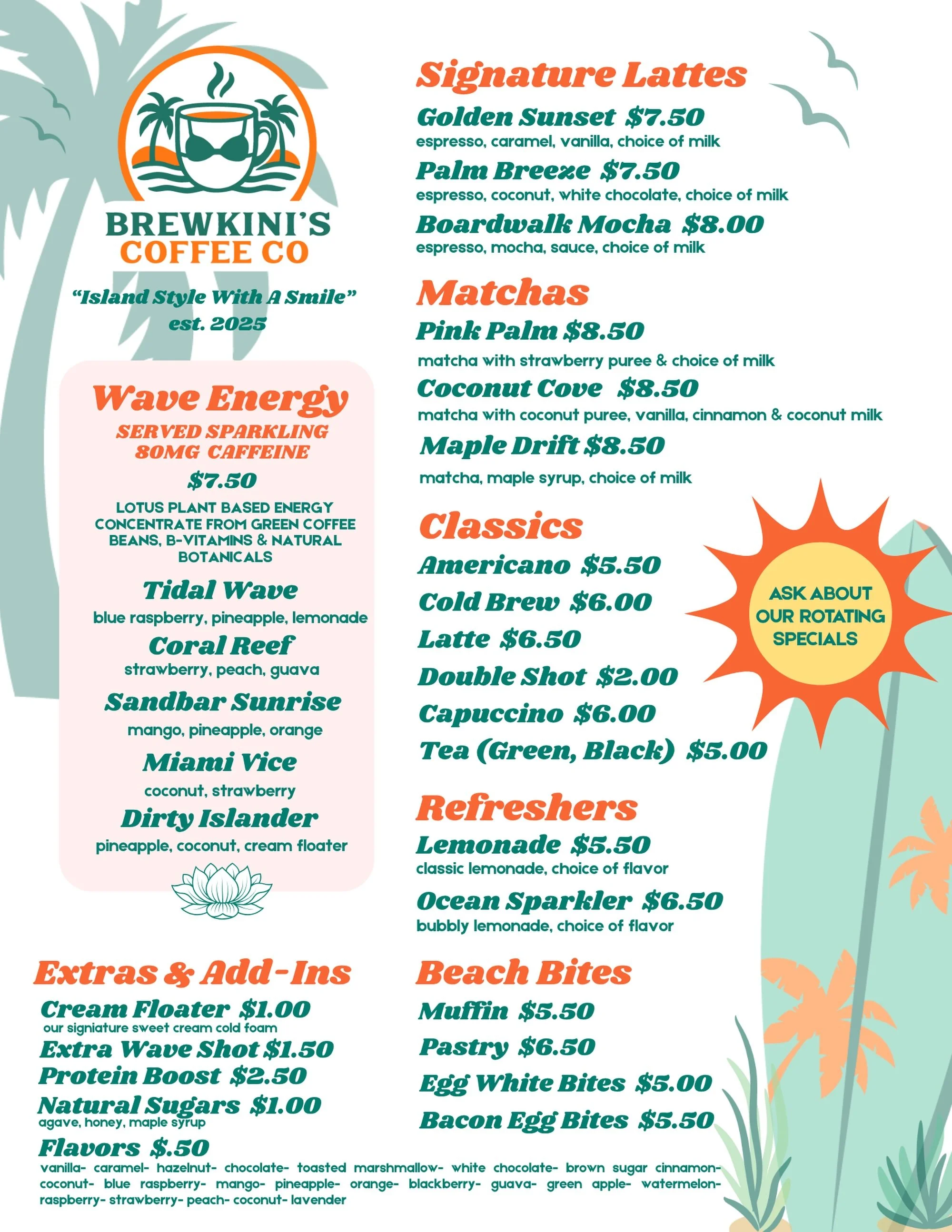 We&rsquo;ve made some updates to our menu! 🌺☕️

To help improve speed, consistency, and efficiency, all iced drinks will now be served in a 16 oz cup and all hot drinks in a 12 oz cup. This also allows us to better manage our cost of goods while con