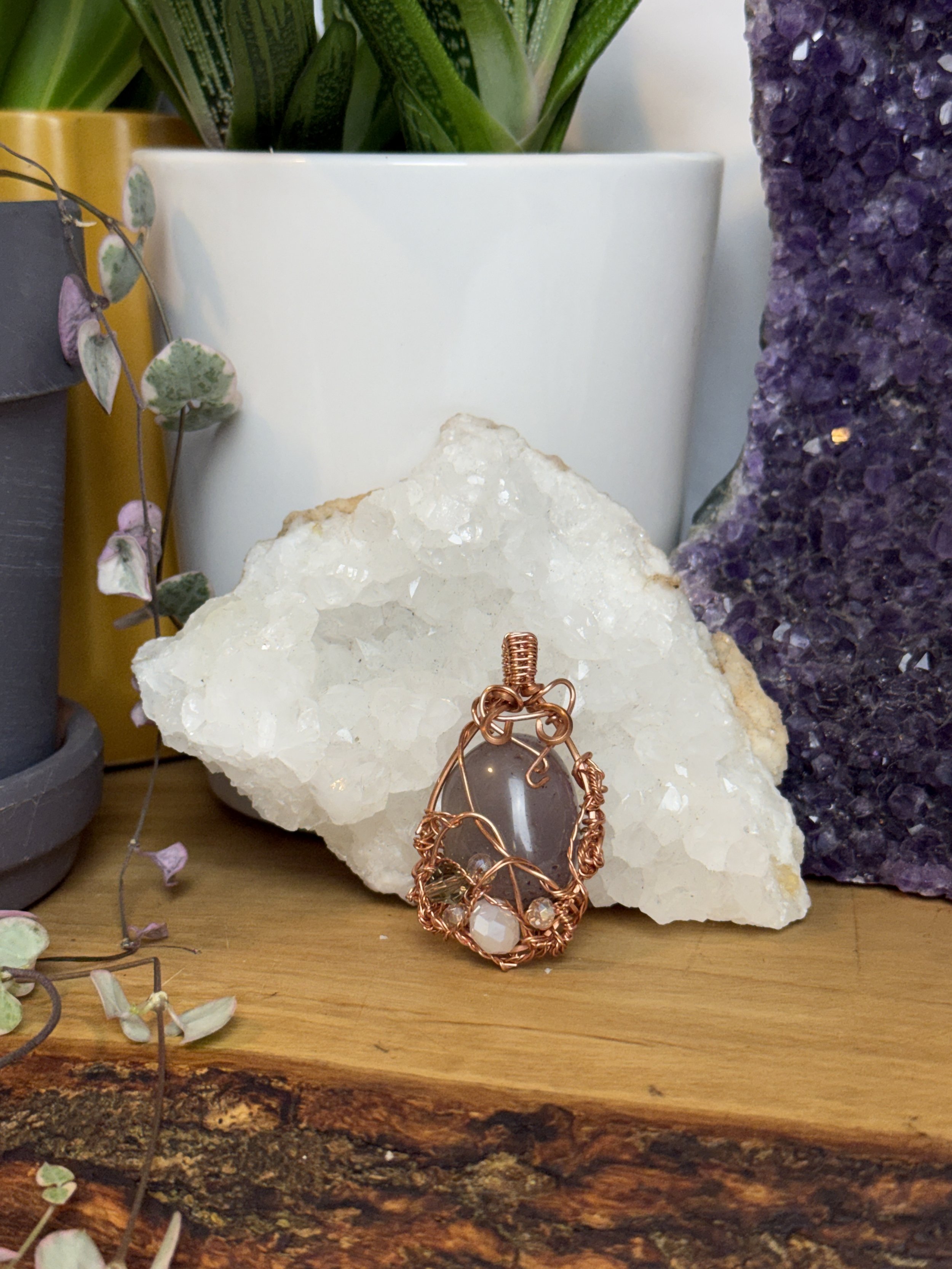 Smoky Agate Hearts Pendant