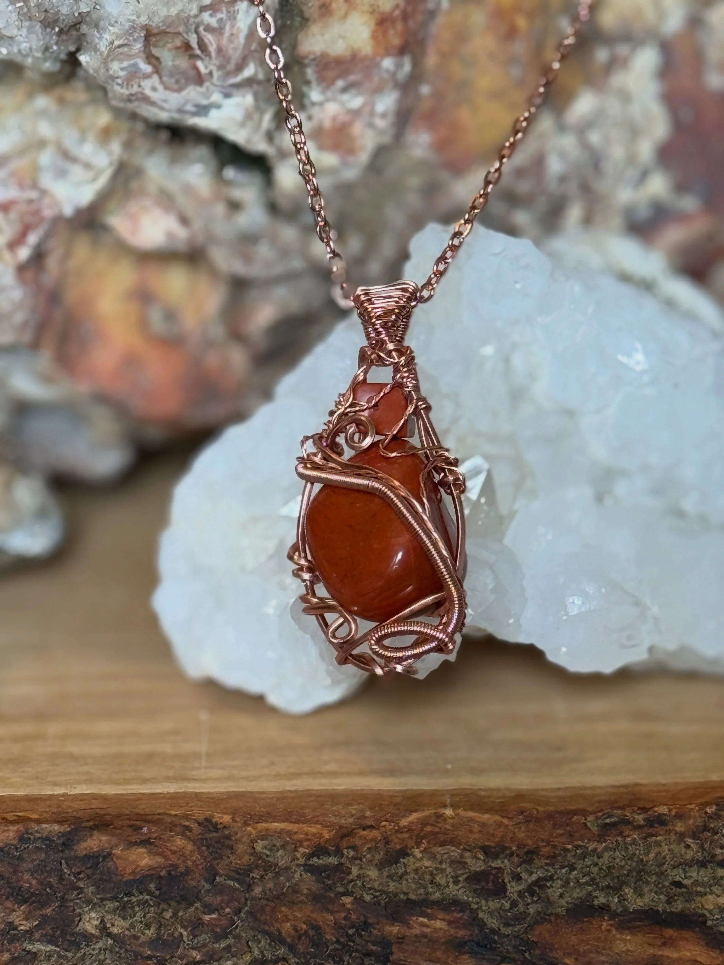Red jasper wrapped in copper ❤️🧡 @beccalouisebeads