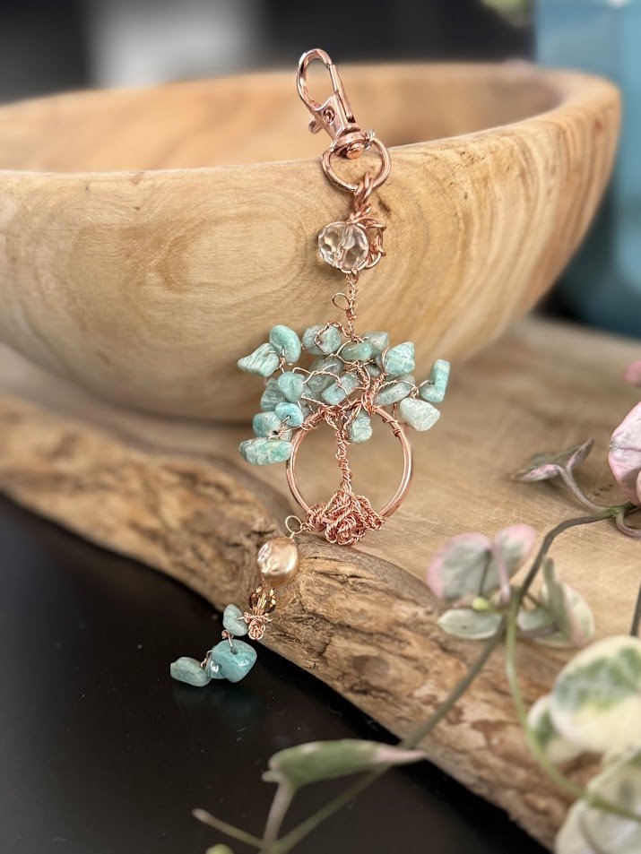 Amazonite Copper Tree of life keychain.jpg