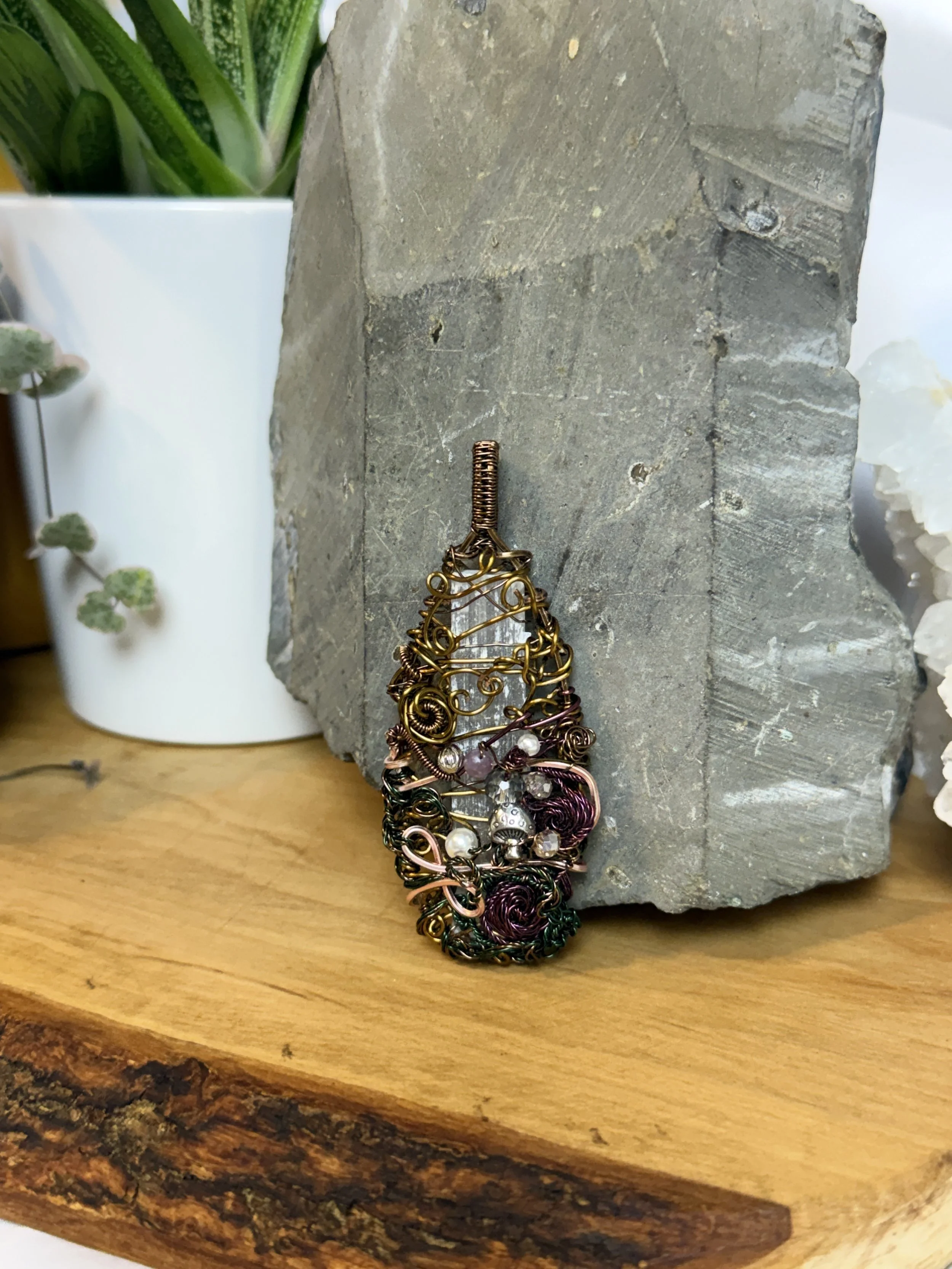Selenite Fairy Garden Pendant