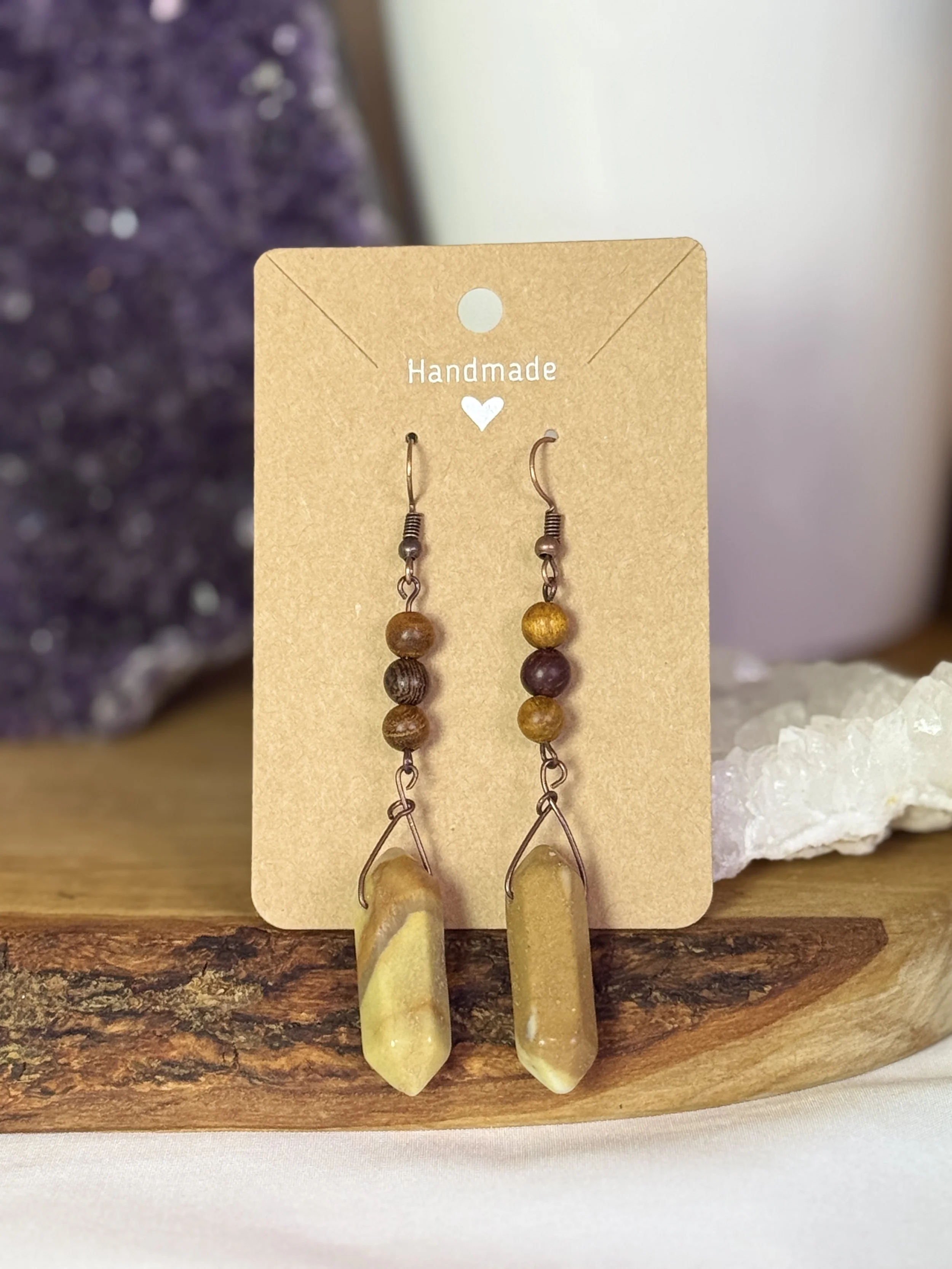 Jasper and Wood Earrings