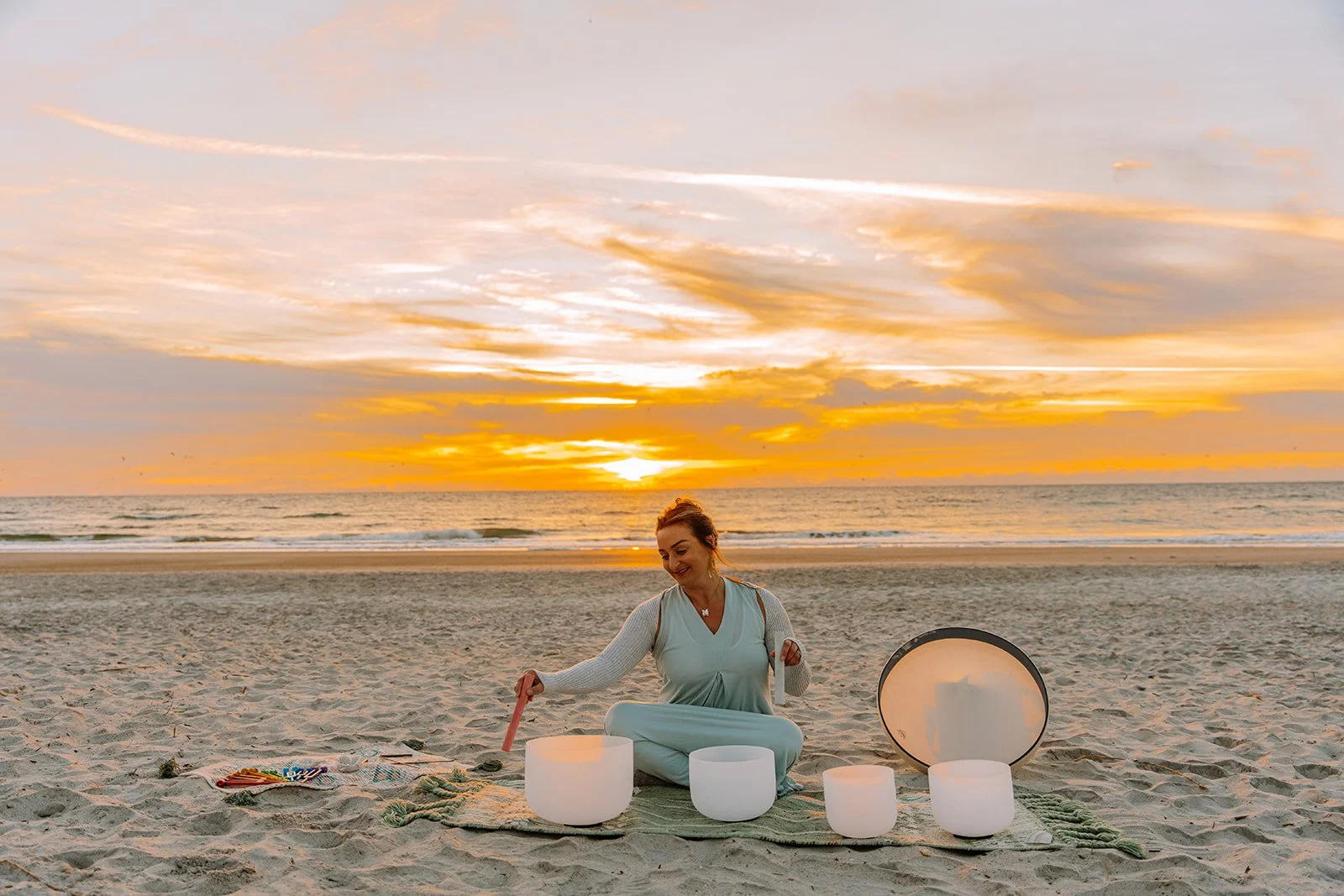 SELENITE CRYSTAL QUARTZ  SOUND BOWLS 432 hZ & WATERFALL DRUM 