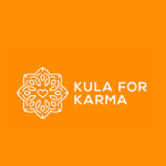 Orange background with a white intricate mandala design and the text 'KULA FOR KARMA' next to it.