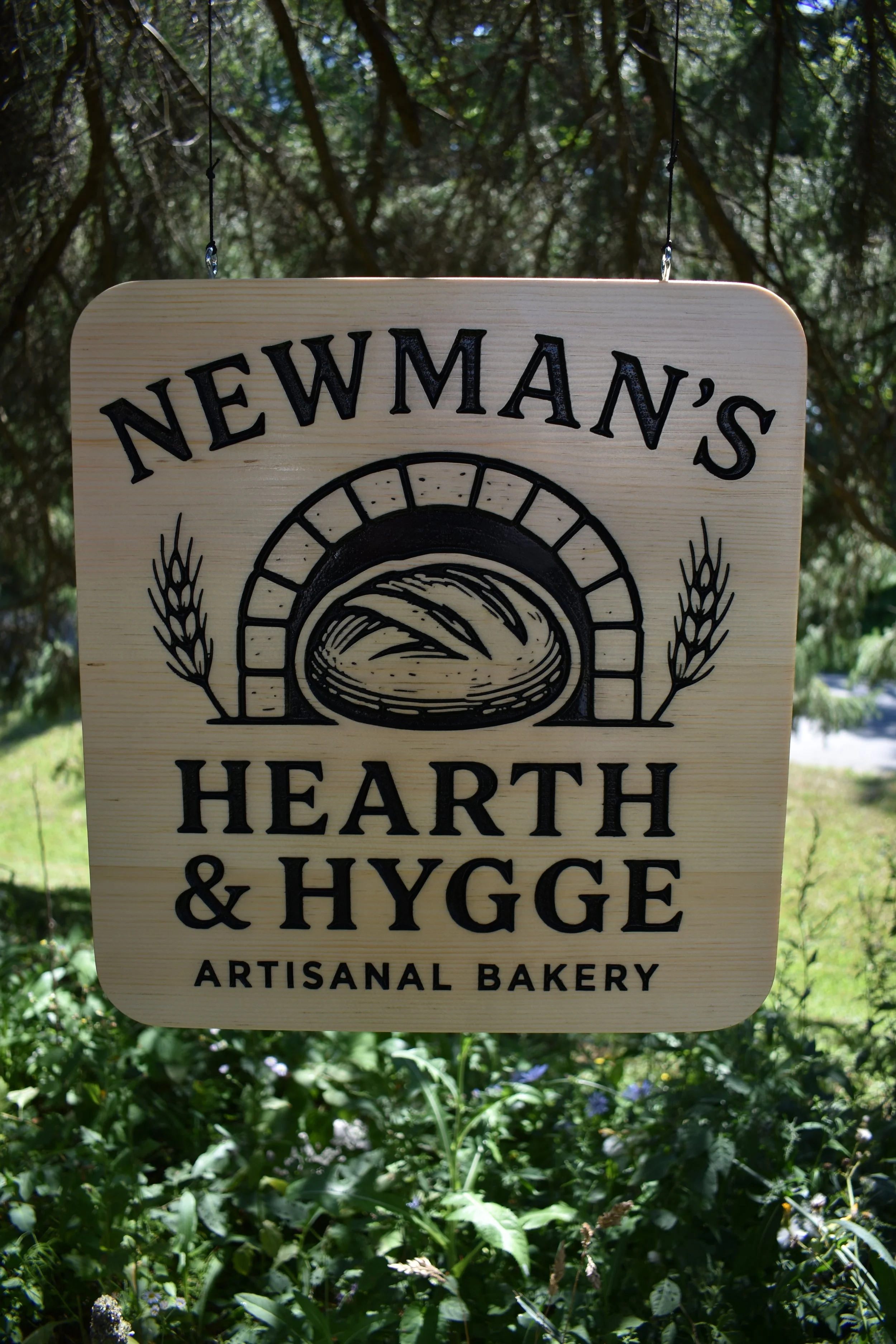 Engraved, painted, double-sided signage