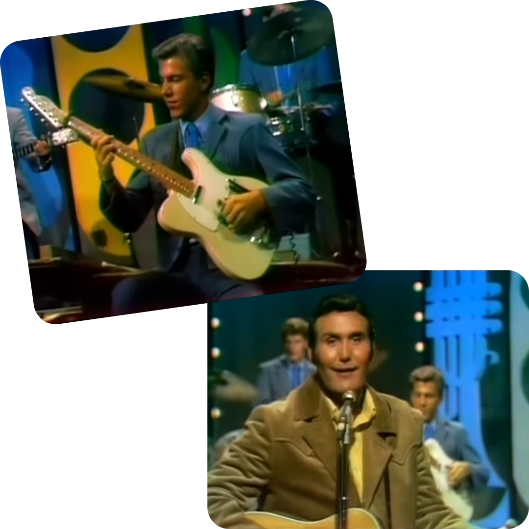 Gary Dale Scott's father Arliss Scott on playing his Olympic White Fender Telecaster on Grand Ole Opry star Billy Walker's Country Carnival TV show at WKRN in 1968 in Nashville, TN.