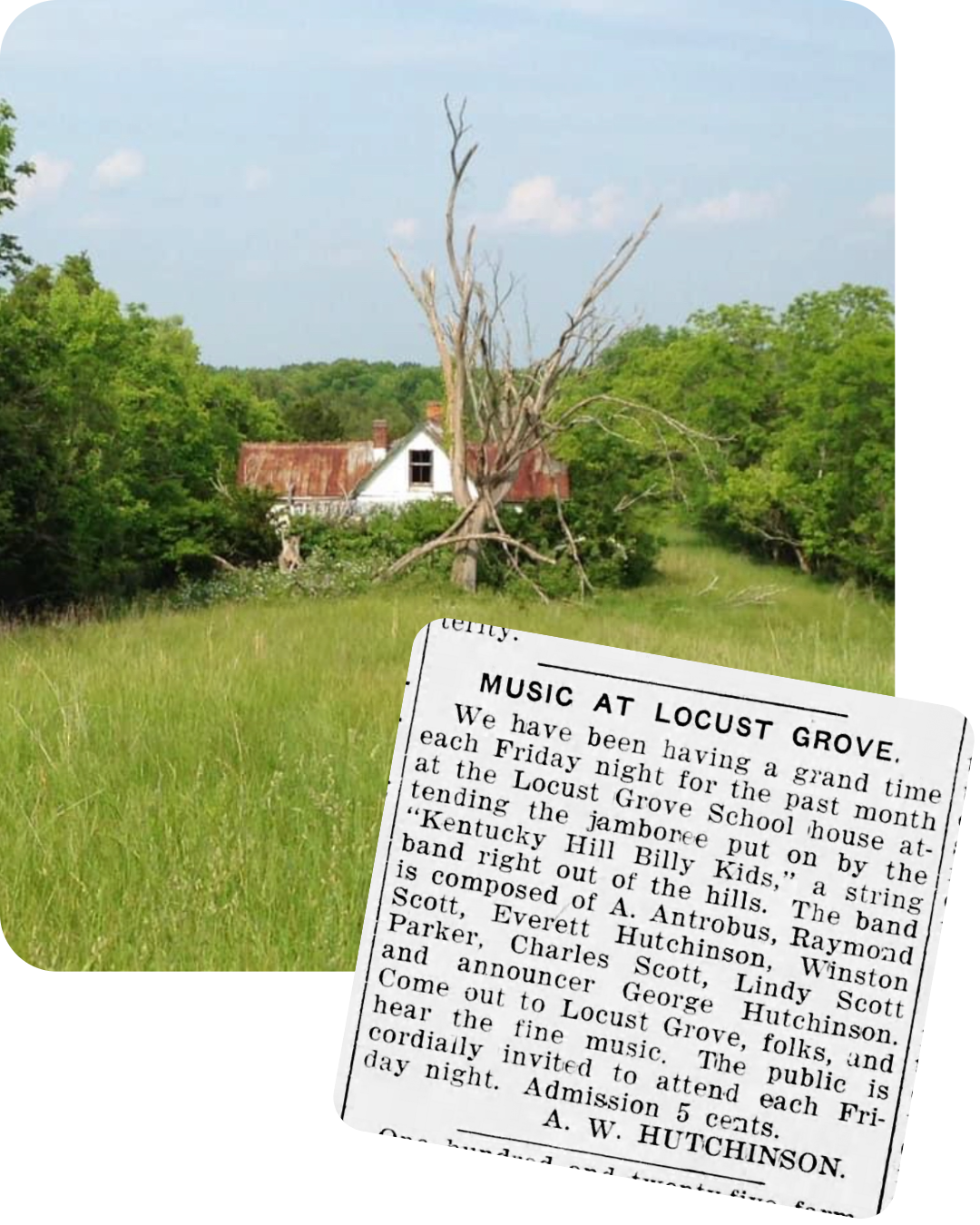 The Scott Family Homeplace on Gumlick Pike in Williamstown, KY just south of of Cincinnati, OH, where the story of Gary Dale Scott's family musical story began.