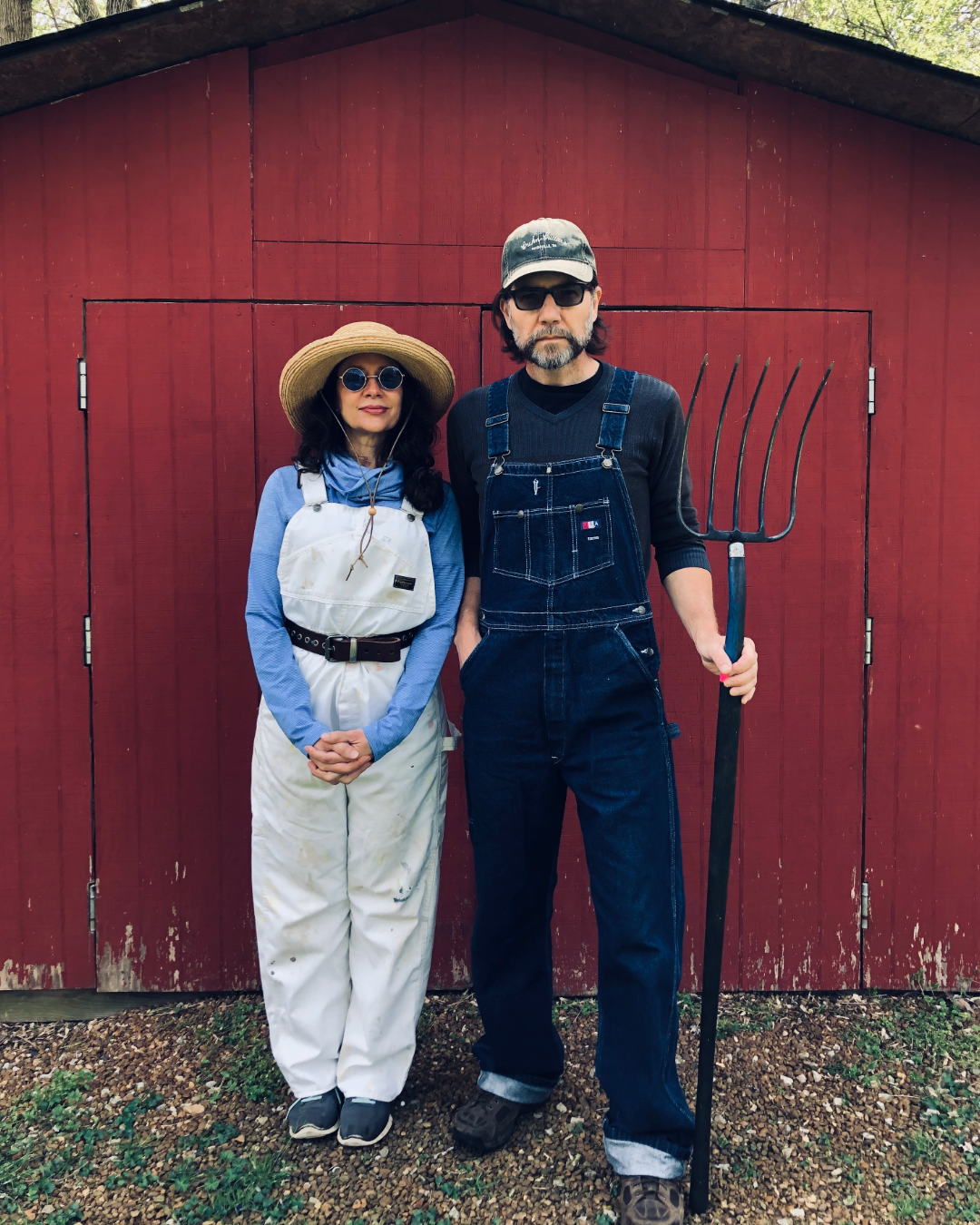 Gary and his wife Dalia in their backyard during the Pandemic. 