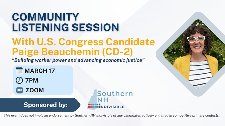Upcoming Listening Session: U.S. Congress Candidate (CD-2) Paige Beauchemin