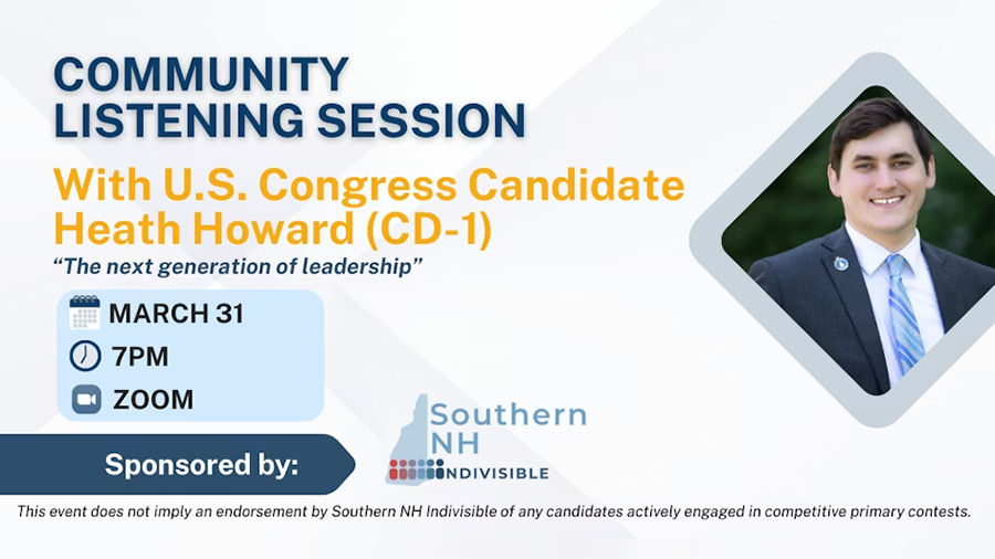Upcoming Listening Session: U.S. Congress Candidate (CD-1) Heath Howard