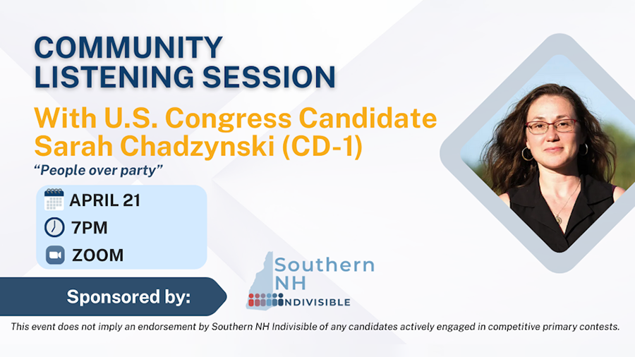 Upcoming Listening Session: U.S. Congress Candidate (CD-1) Sarah Chadzynski