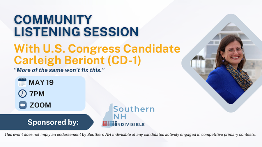 Upcoming Listening Session: U.S. Congress Candidate (CD-1) Carleigh Beriont