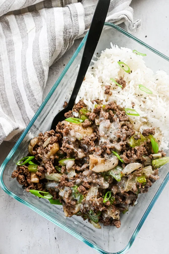 Philly Cheesesteak Beef Bowl (GF)