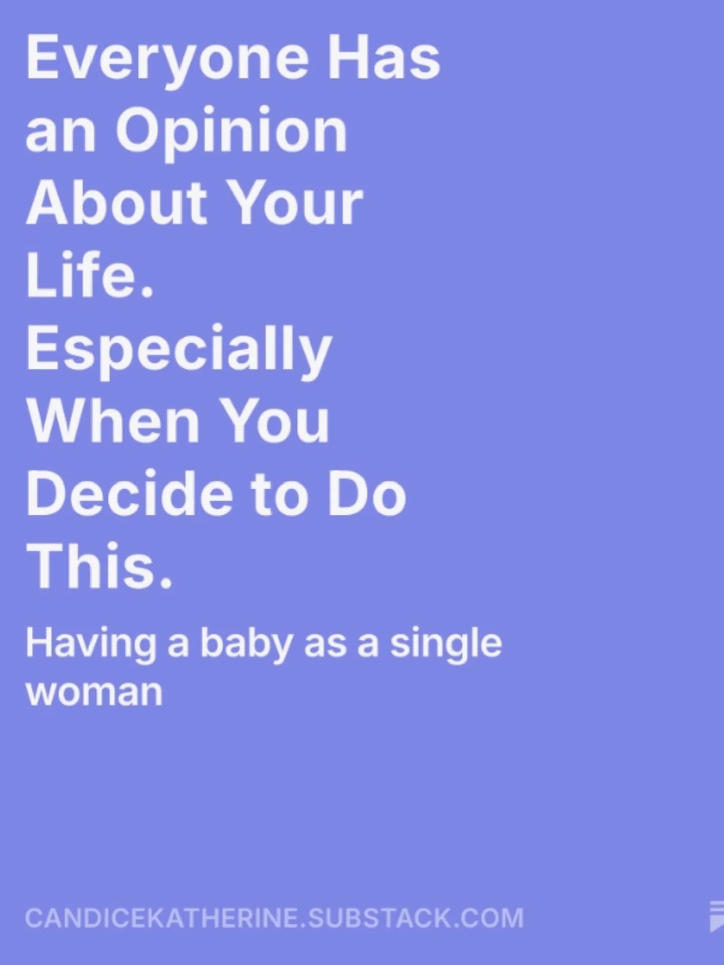 Your mom?
Your ultra-religious grandmother?
Your niece?
Your besties?
Your ex?

Everyone&rsquo;s got opinions about whether or not you should have a baby as a single woman&hellip;

And you know what they say about opinions 🤭

Read this all new artic