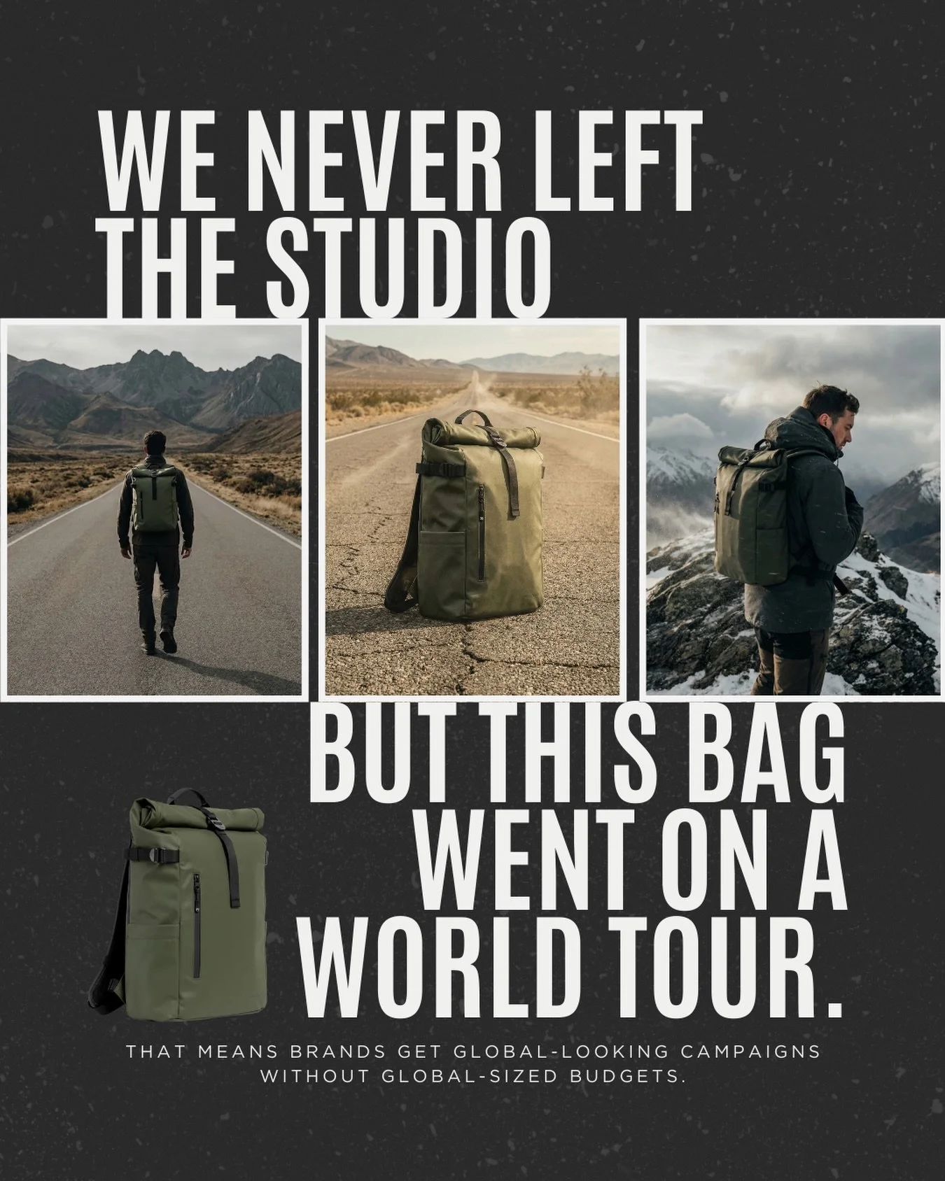 We never left the studio, but this image went on a world tour.

That&rsquo;s kind of the point of this whole Impossible Location Shoot idea.

When you start with one really solid product photo, you&rsquo;re not locked into one look or one campaign. Y