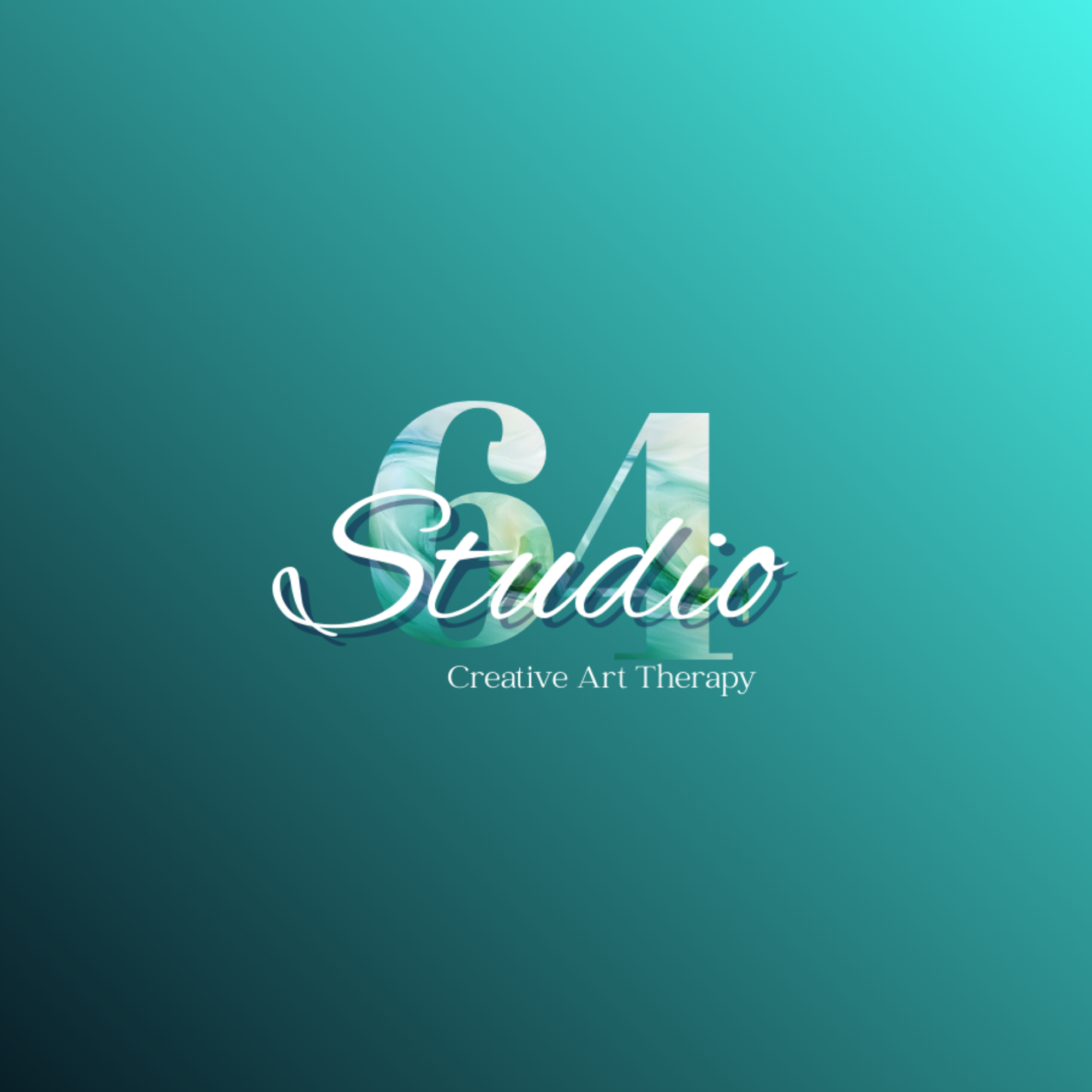 studio 64 with a teal ombre background