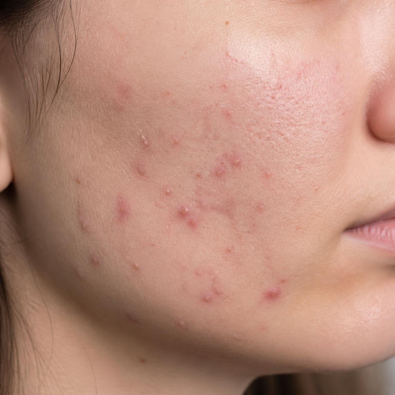 Dermatologist evaluating acne and discussing treatment options for clearer skin.