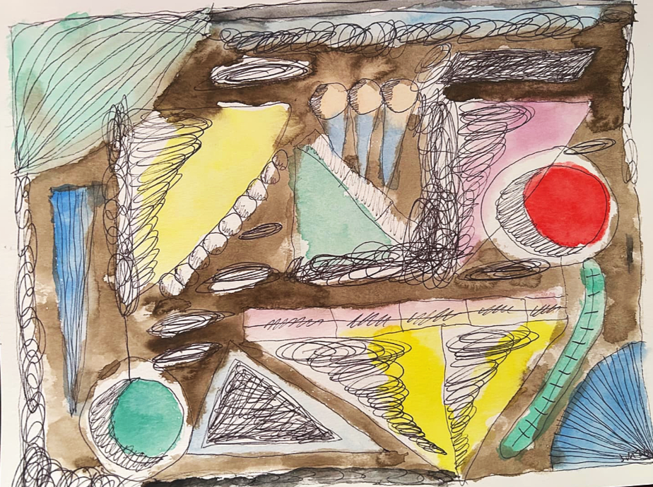 Rain Shower, 2026 (Framed w/ Tropical Summer) by John Manocherian | Mixed media | 21-¾” L x 15-¾" W
