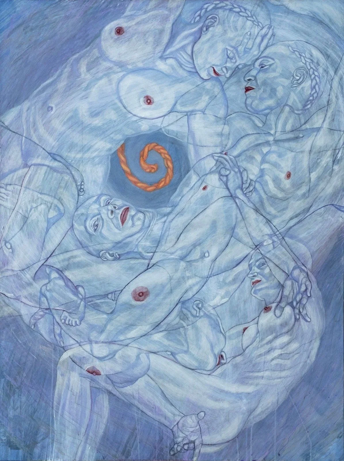 Going Up in Smoke, 2020 by Sol Kjøk | Oil, acrylics + crayons on sintra panel | 48” x 36” 