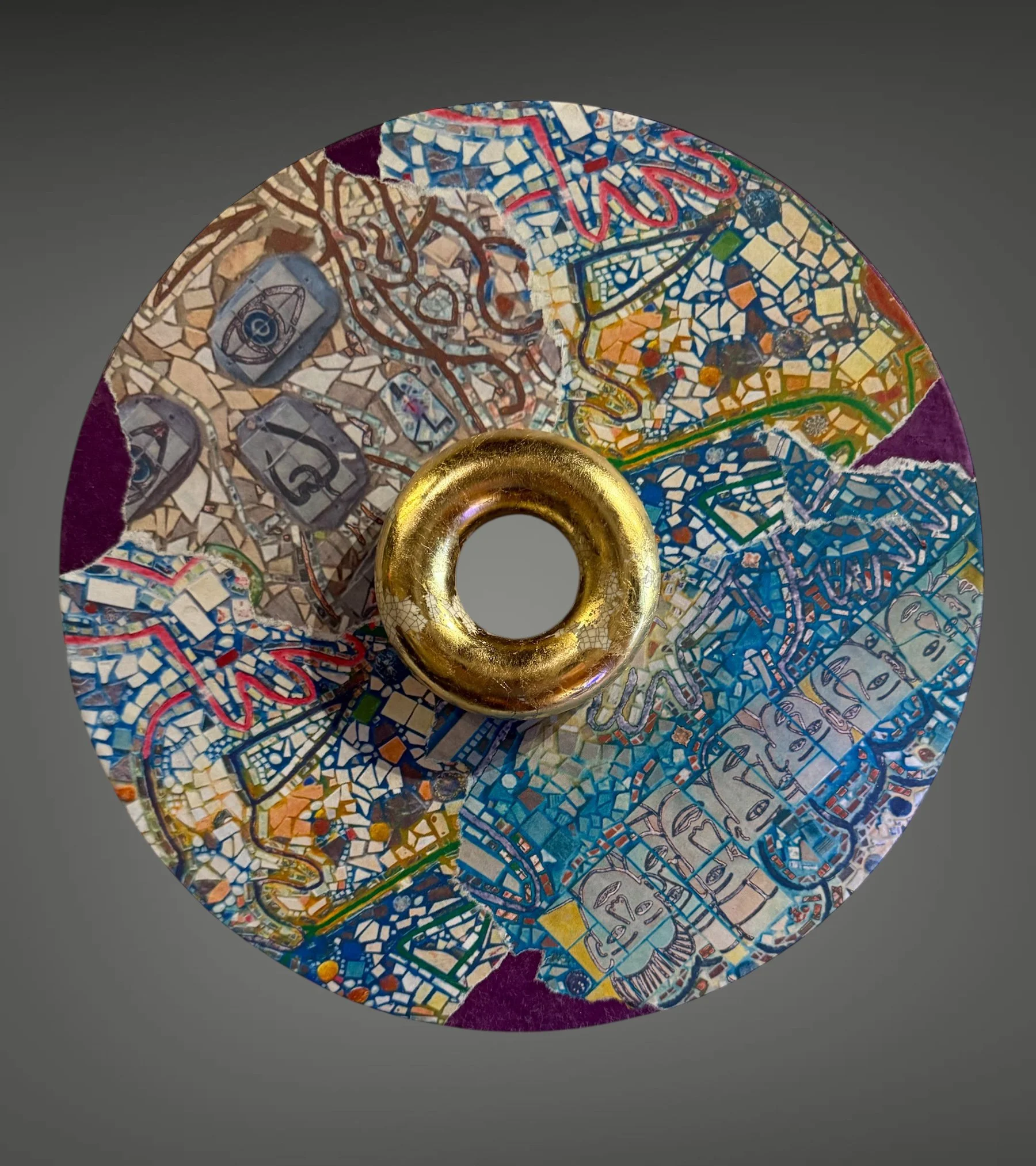 Magic Garden, Halo, 2026 by Michael Biello | Wood, Paper, Clay | 12” Diameter 