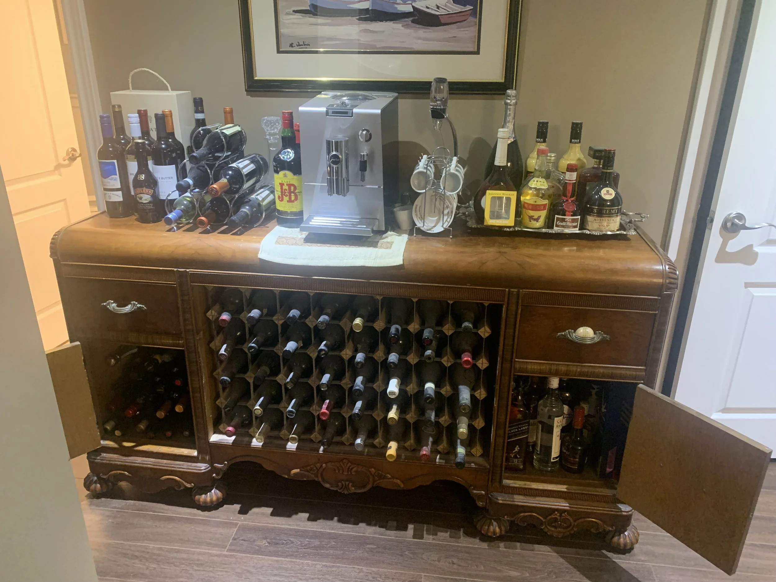 Antique Hutch Wine Rack Modification