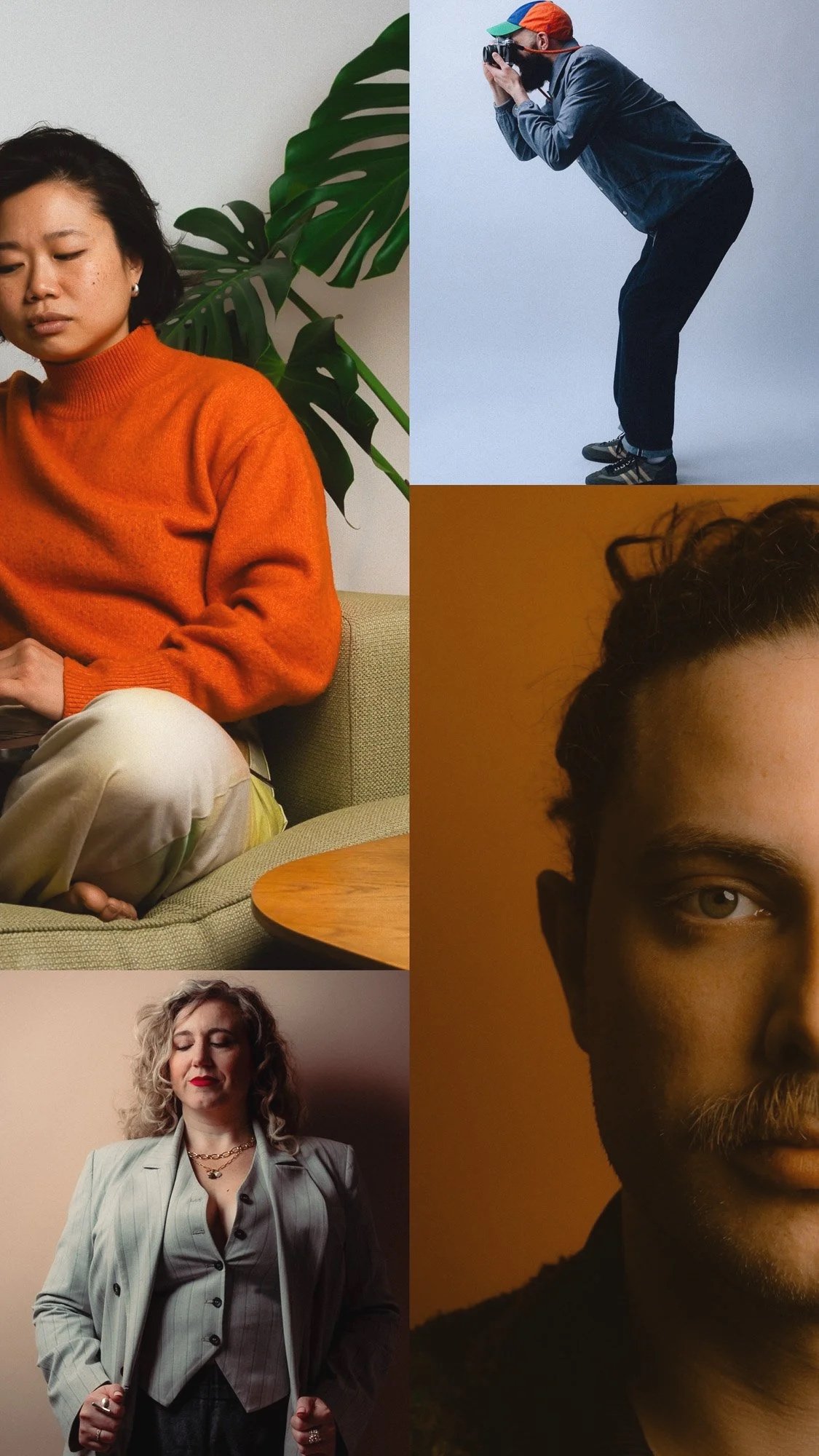 Collage of five portraits of diverse people in different settings and poses. Personal Branding Photography and Headshots based in London.