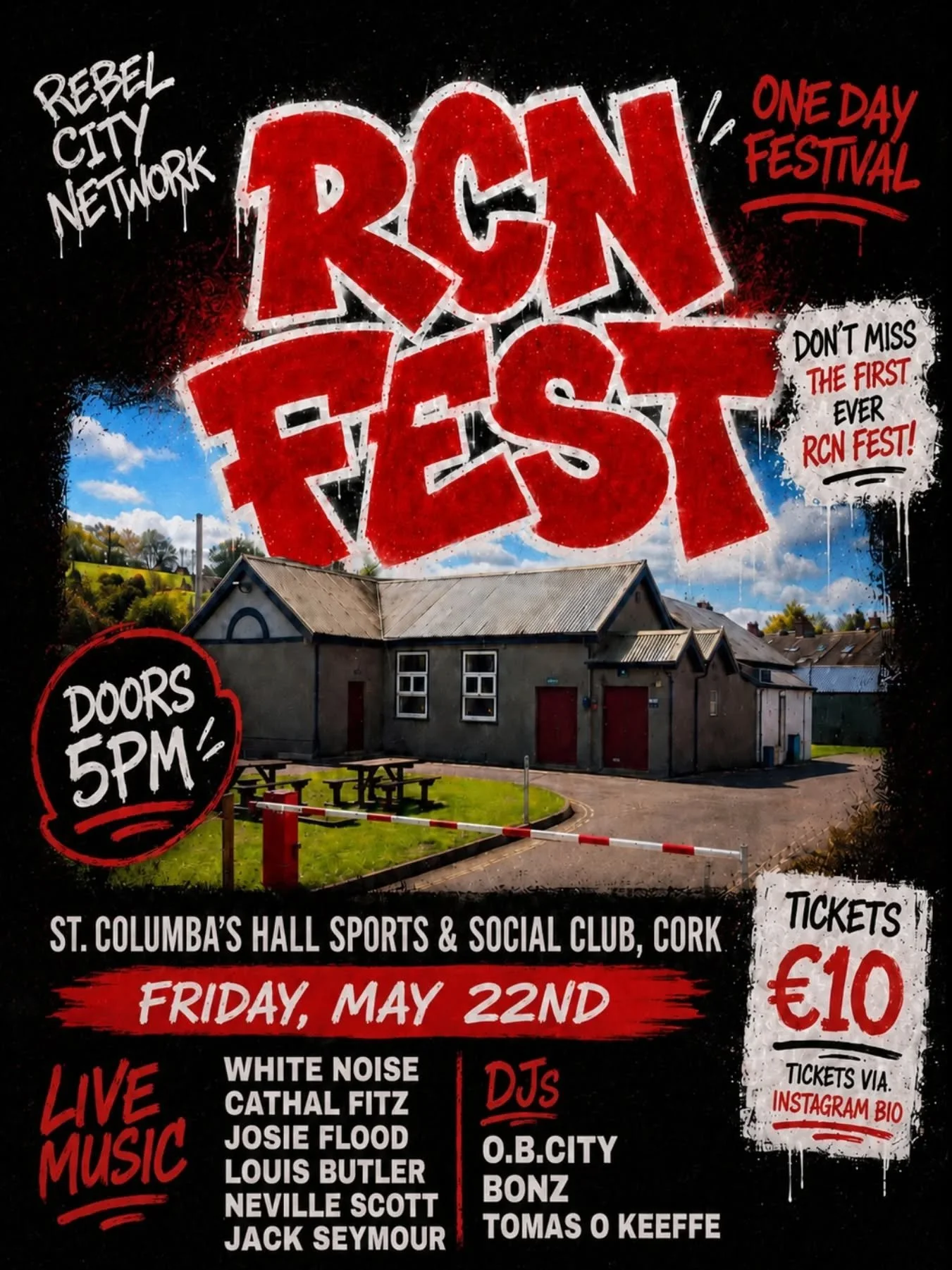 We are taking over St Columba&rsquo;s Hall in Cork and turning it into something special 🎧

Live music, DJ sets, a pop up tattoo stall so you can get inked on the day 🖋️ plus art installations and a few surprises along the way 🎨✨

Only a two minut