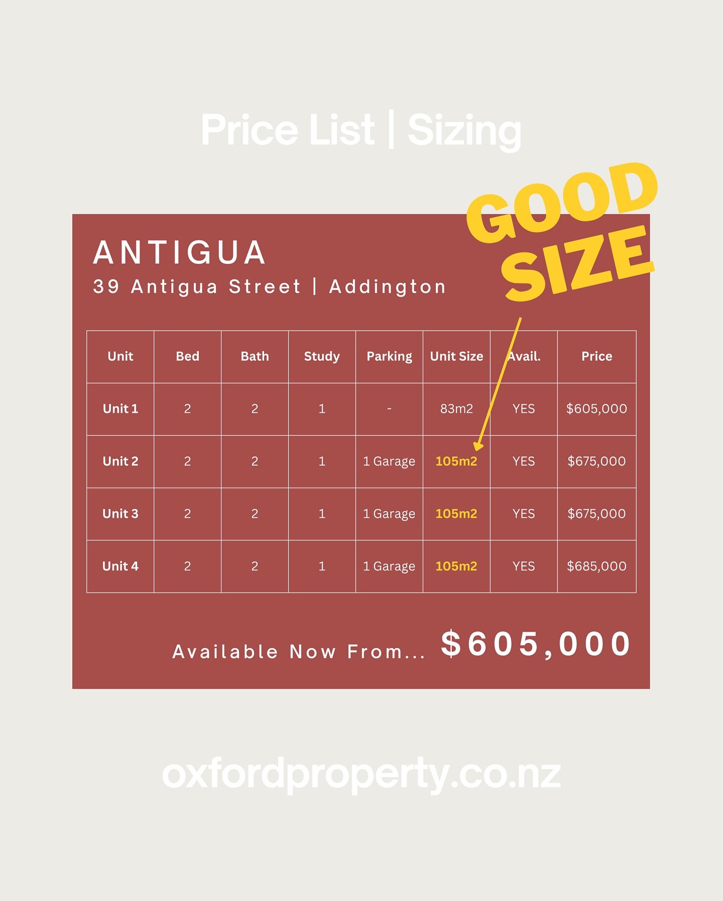 ANTIGUA | 39 Antigua Street
Price &amp; Sizing Information. Contact Cowdy: Jake 027 239 7176 &amp; Tom 021 0838 3232