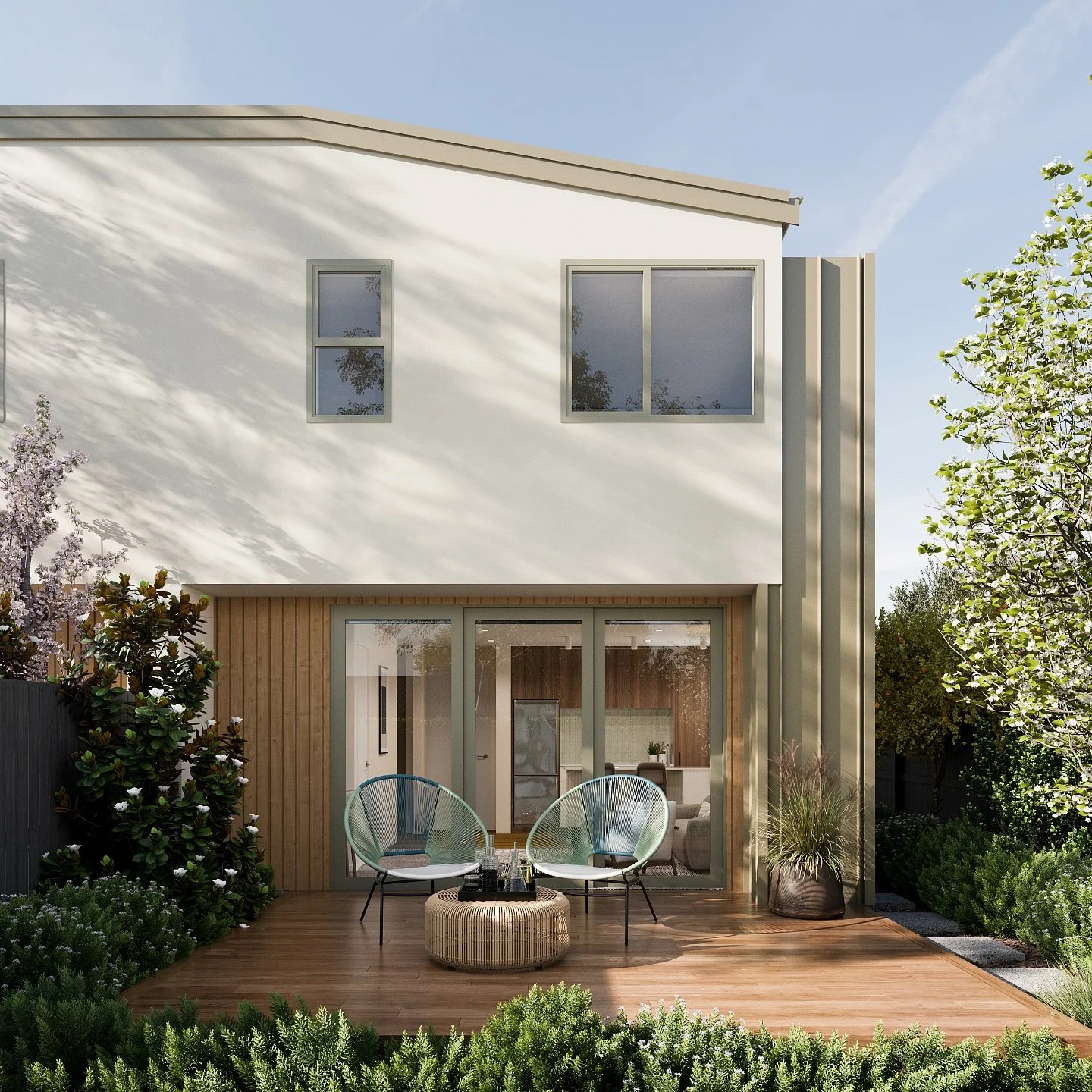 ANTIGUA |  A relaxing oasis. Nature-filled outdoor living with a huge Kwila deck 👌🏻
➖
39 Antigua Street | Addington
➖
ON SALE NOW | Priced from $605,000 🏡
➖
🏠 4 Homes
🛌 2 Bedrooms
🛁 2 Bathrooms
🖥️ 1 Study

🚗 1 Car Garage
📐 83-105m2