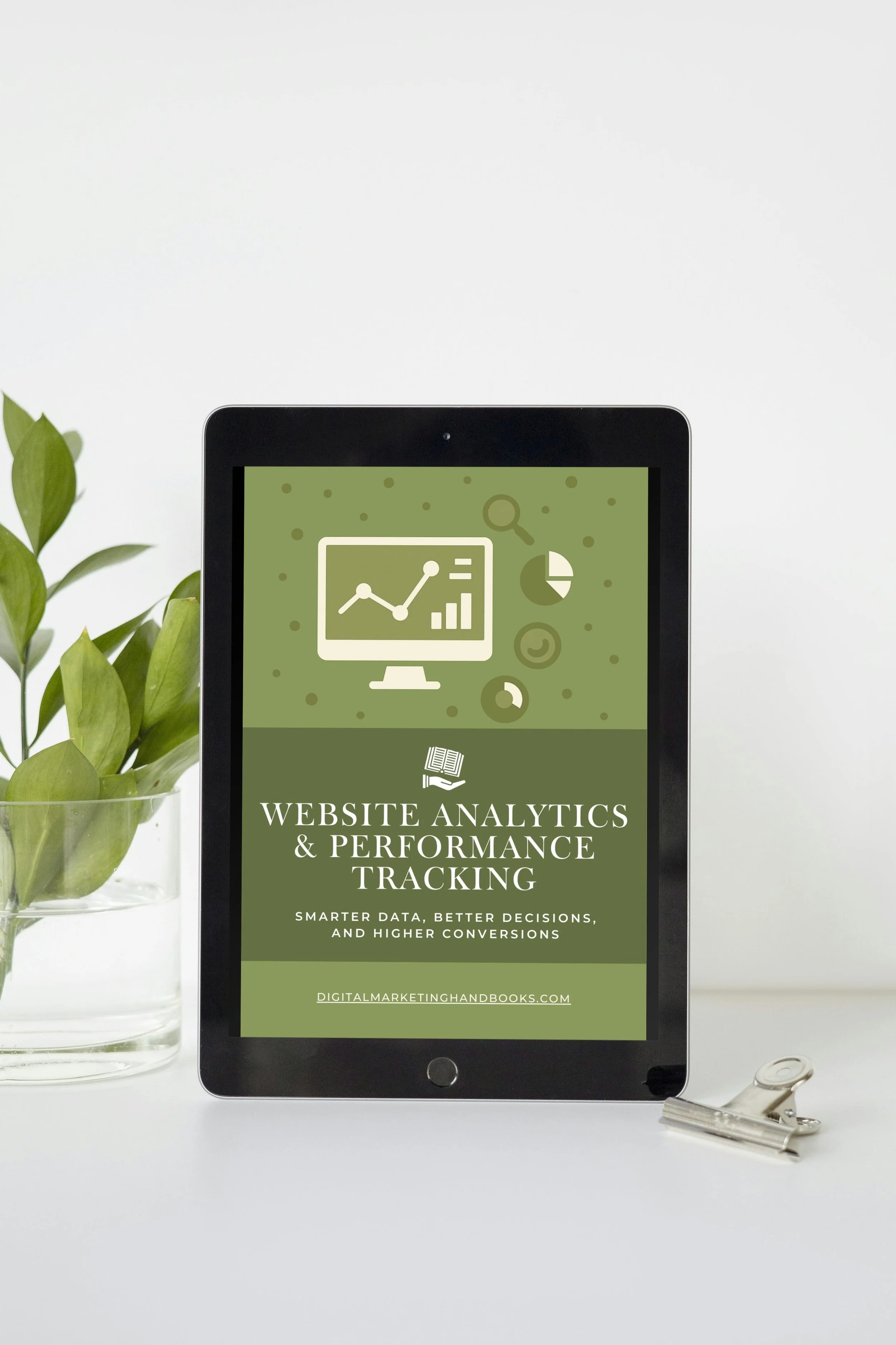 Tablet with cover of Website Analytics & Performance Tracking
