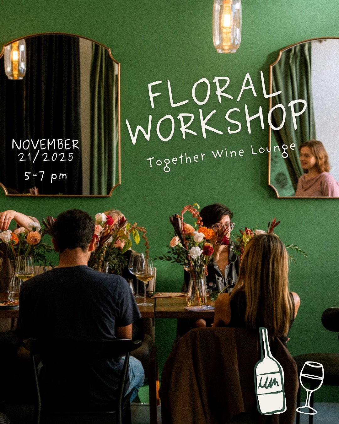 Celebrate the season with wine, flowers, and new friends! 🍂🤍

Join us on Nov 21 at @togetherwineloungesf for a cozy fall floral workshop with&nbsp;@delphinium.digest.

Learn a new skill, grab a glass of something decadent, and craft your own vase a