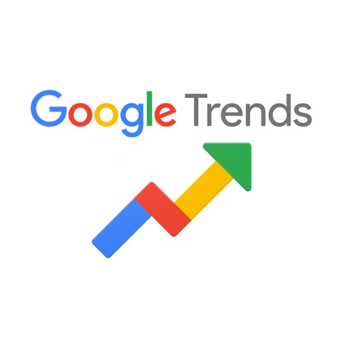 Google Trends logo with an upward trending graph arrow.