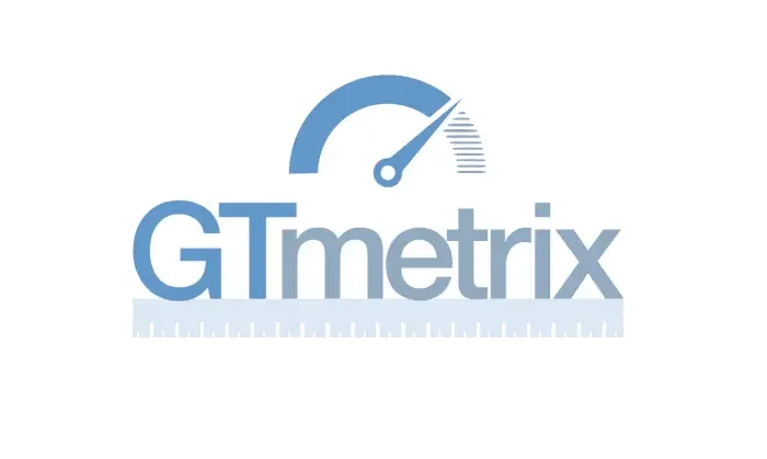 GTmetrix logo with a speedometer graphic and a ruler below the text.