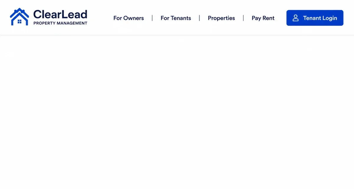 Header bar: 'For Owners | For Tenants | Properties | Pay Rent | Tenant Login.'