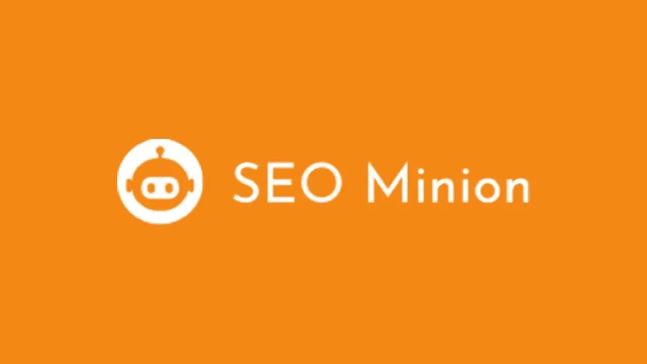 Orange background with white logo and text reading 'SEO Minion'