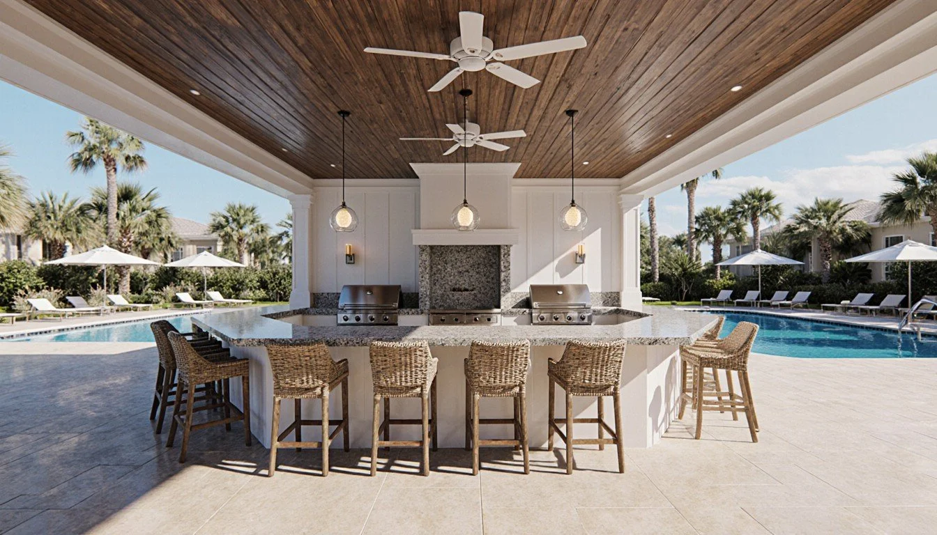 Poolside bar and grill pavilion