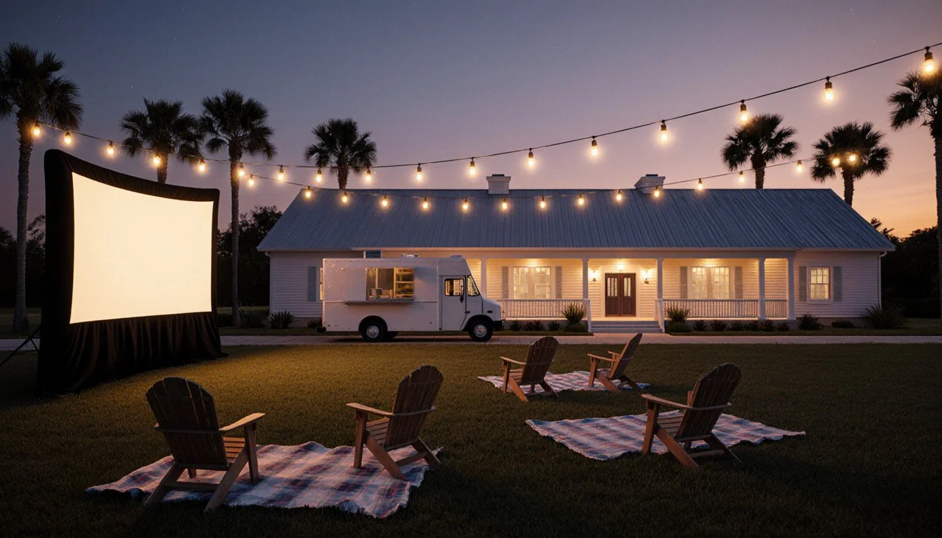 Event lawn set for movie night