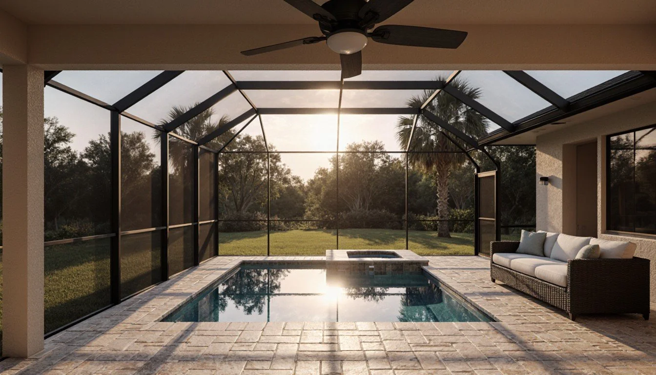 Screened lanai with private pool and spa