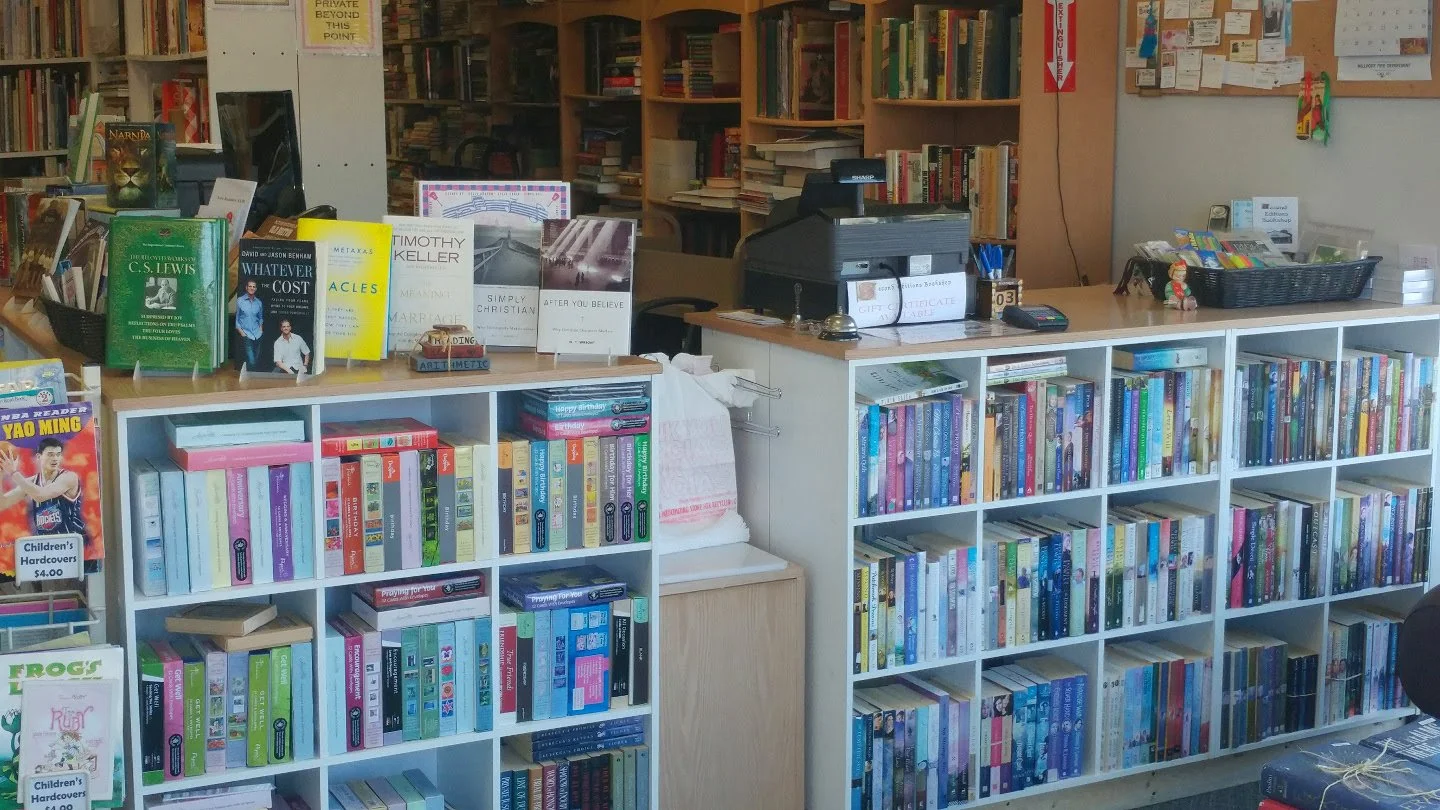 Image of the front counter at Second Editions Bookshop