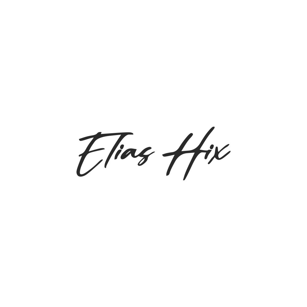 Black cursive text on a white background that says 'Elias Hix'.