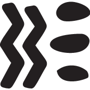 Geometric drawing of an outline square with sections divided by vertical, horizontal, and half circle lines.