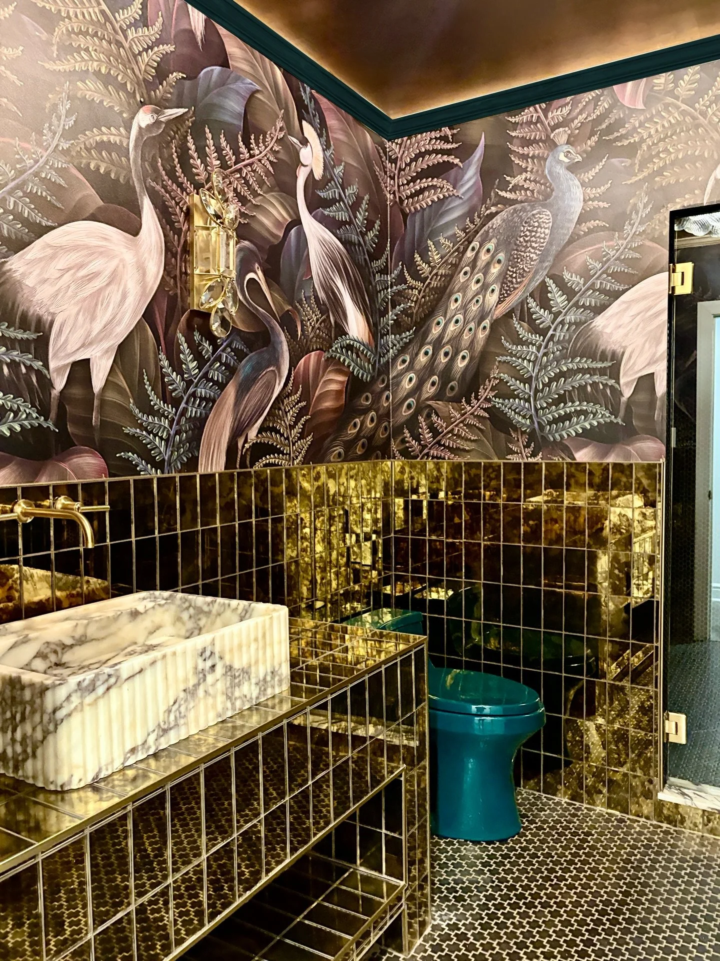 Glam on glam on glam. Ready for finishing touches in this residential speakeasy bathroom ✨

@sur_la_mur killed it on the custom ceiling and wallcoverings

A portion of the design work in this space was completed during my time employed by Wildman Cha