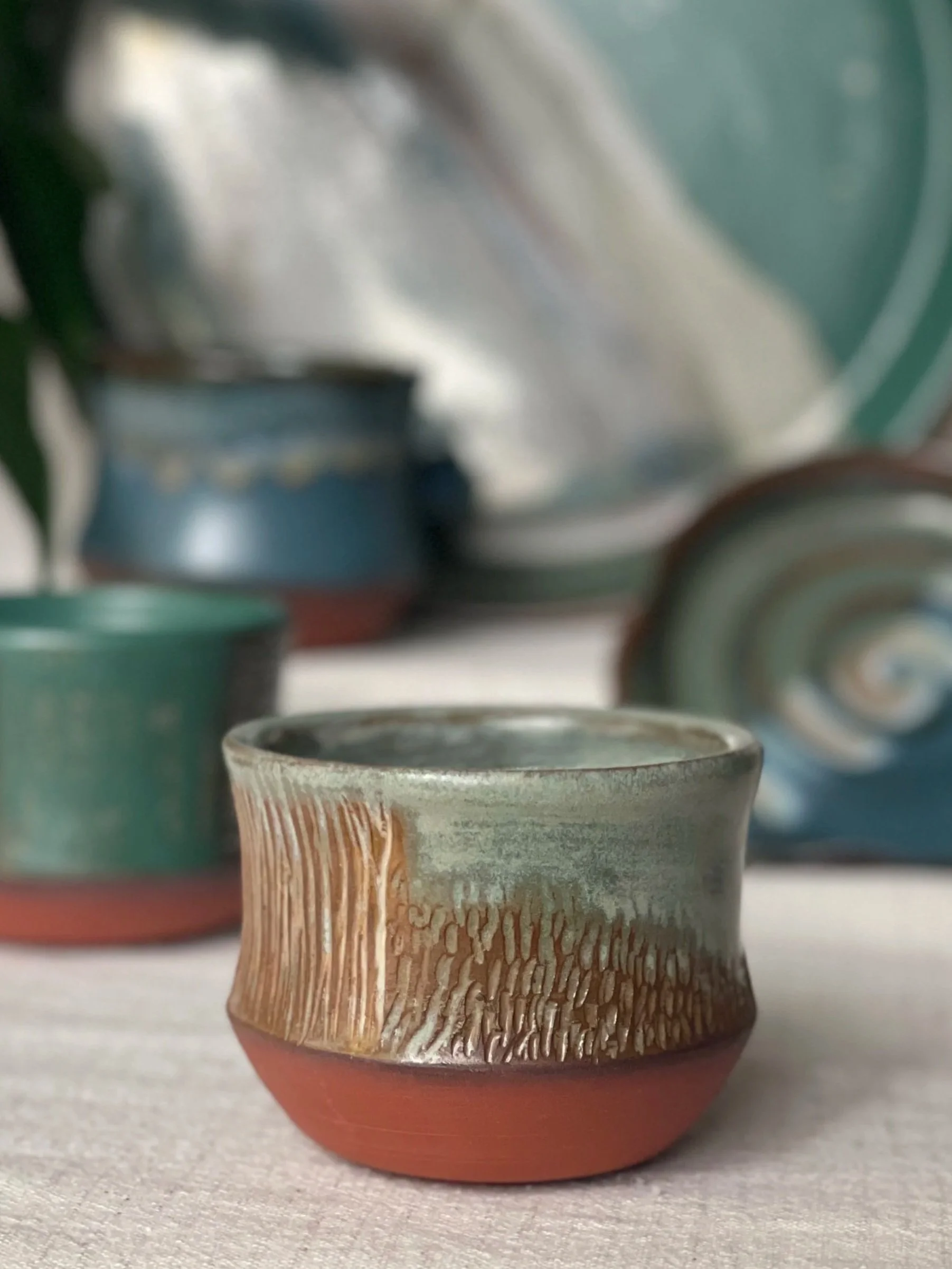 The Wilds Collection, one of my first carved cups created as I began exploring texture as a way to encourage pause and touch. Summer 2025.